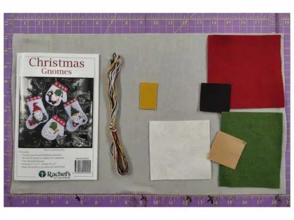 Wool Felt Ornament Appliqué Kit - Christmas Gnomes