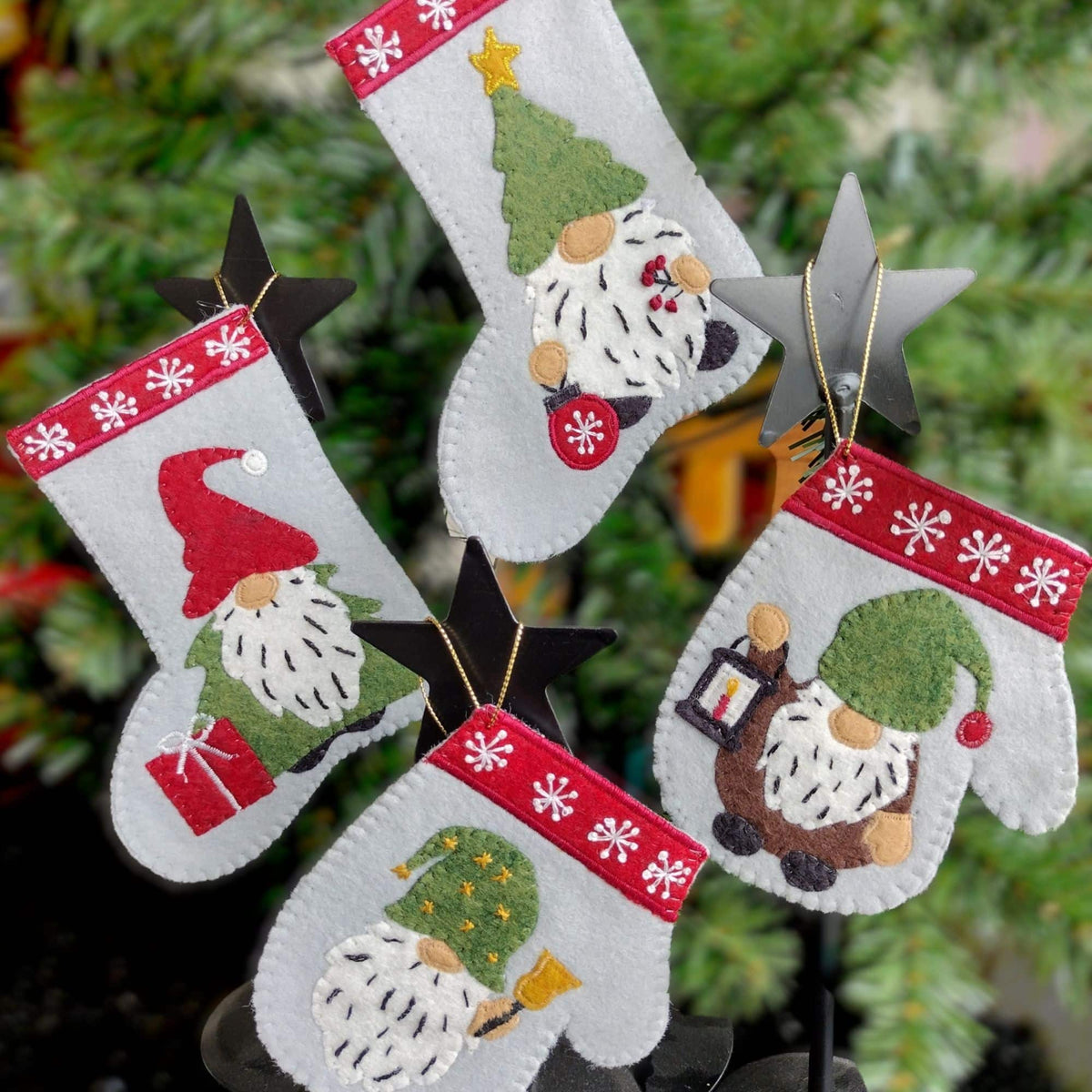 Wool Felt Ornament Appliqué Kit - Christmas Gnomes