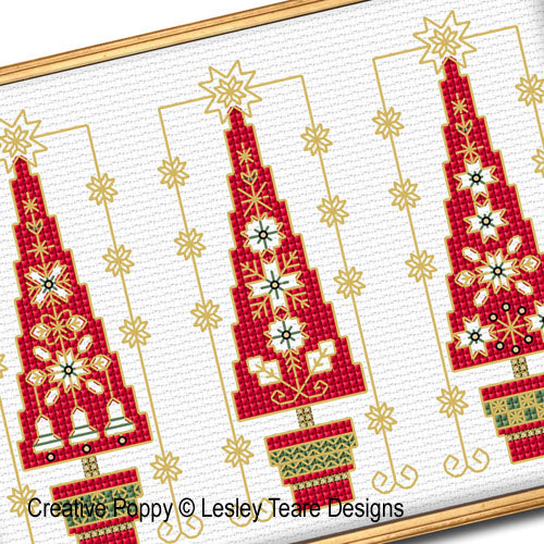 Decorative Christmas Trees Cross Stitch Pattern