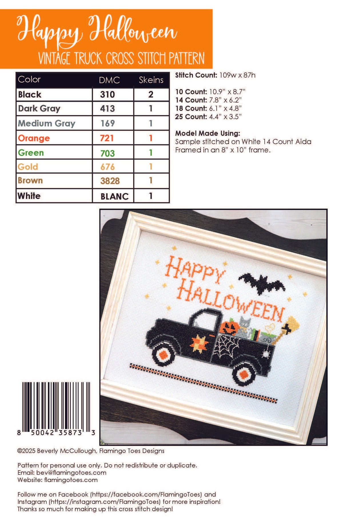 Happy Halloween Cross Stitch Pattern