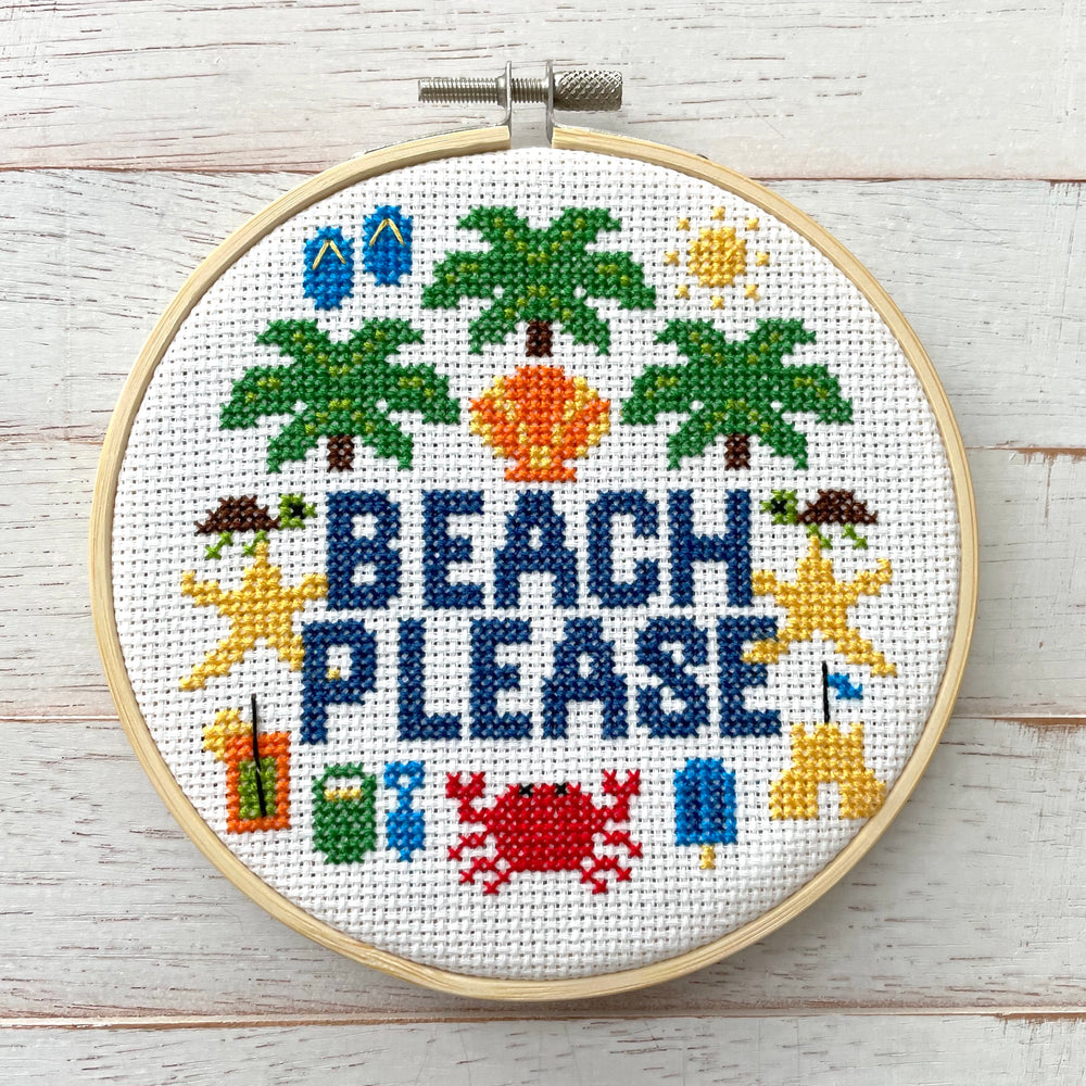 Beach Please Cross Stitch Pattern