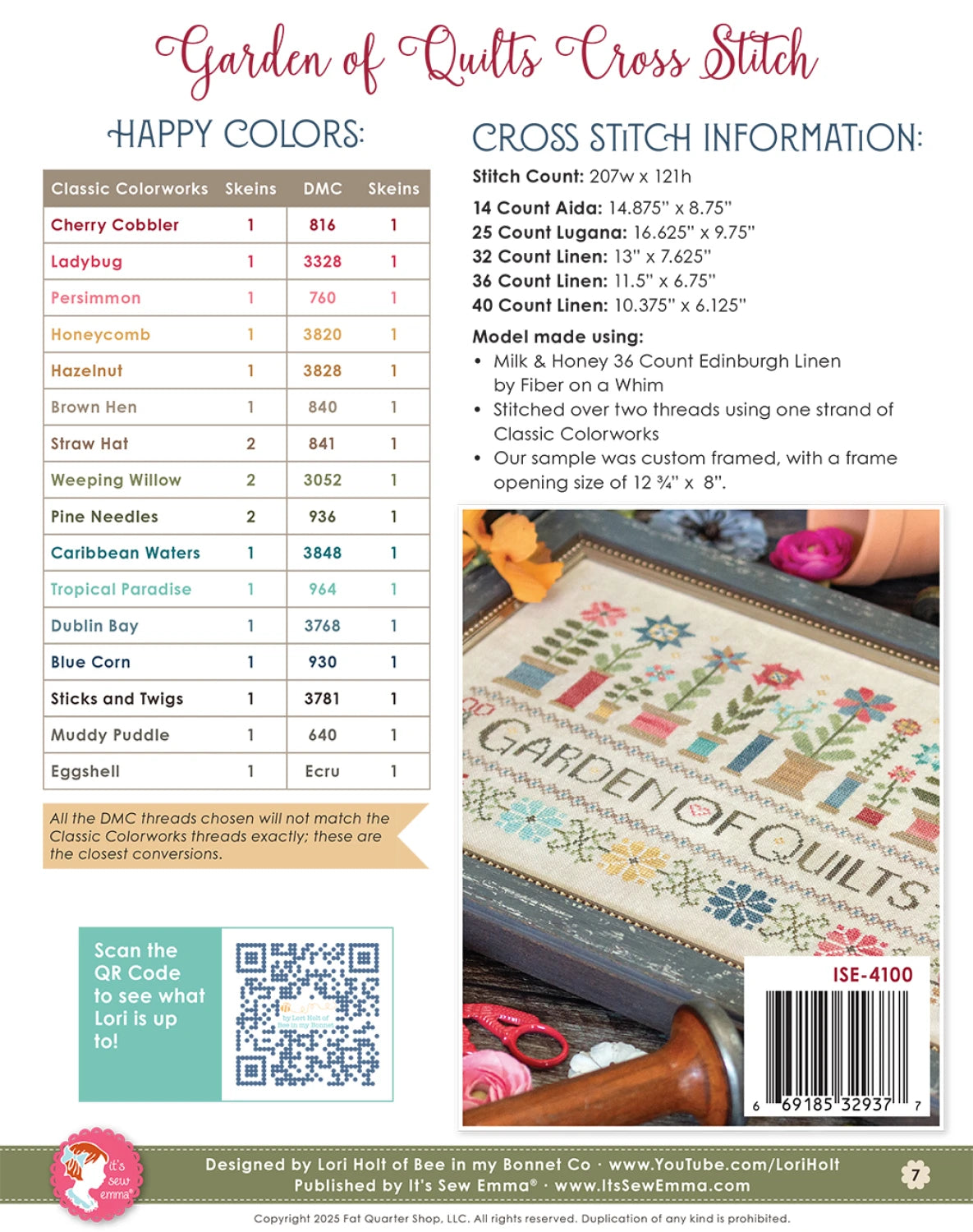 Garden of Quilts Cross Stitch Pattern
