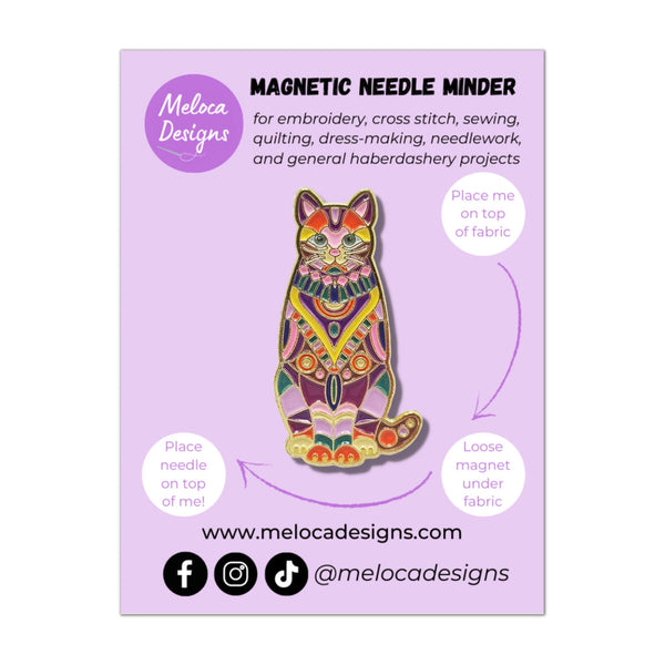 Awesome Pattern Studio Needle Minder Set - Mandala Turtle Magnetic Holder + 2 Threaders + Crane Scissors For Embroidery & Cross Stitch