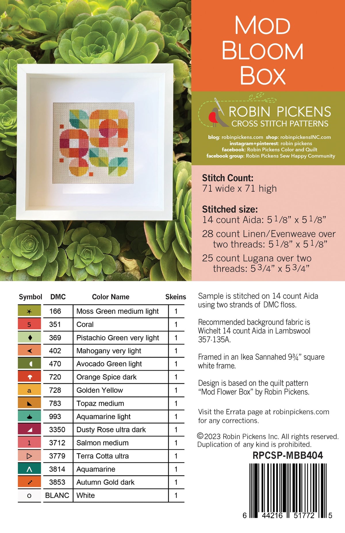 Mod Bloom Box Cross Stitch Pattern - Stitched Modern