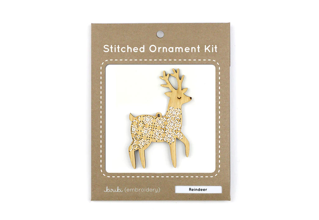 Hand Embroidered Wood Ornament Kit - Reindeer