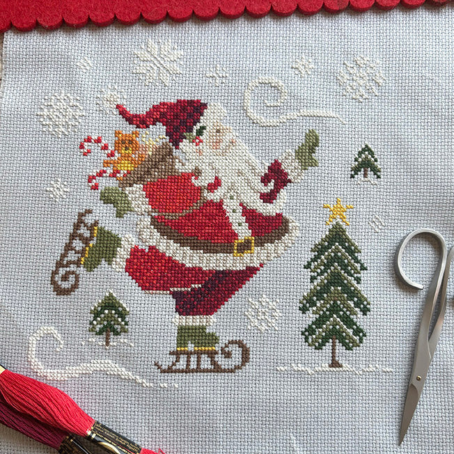Skating Santa Cross Stitch Pattern