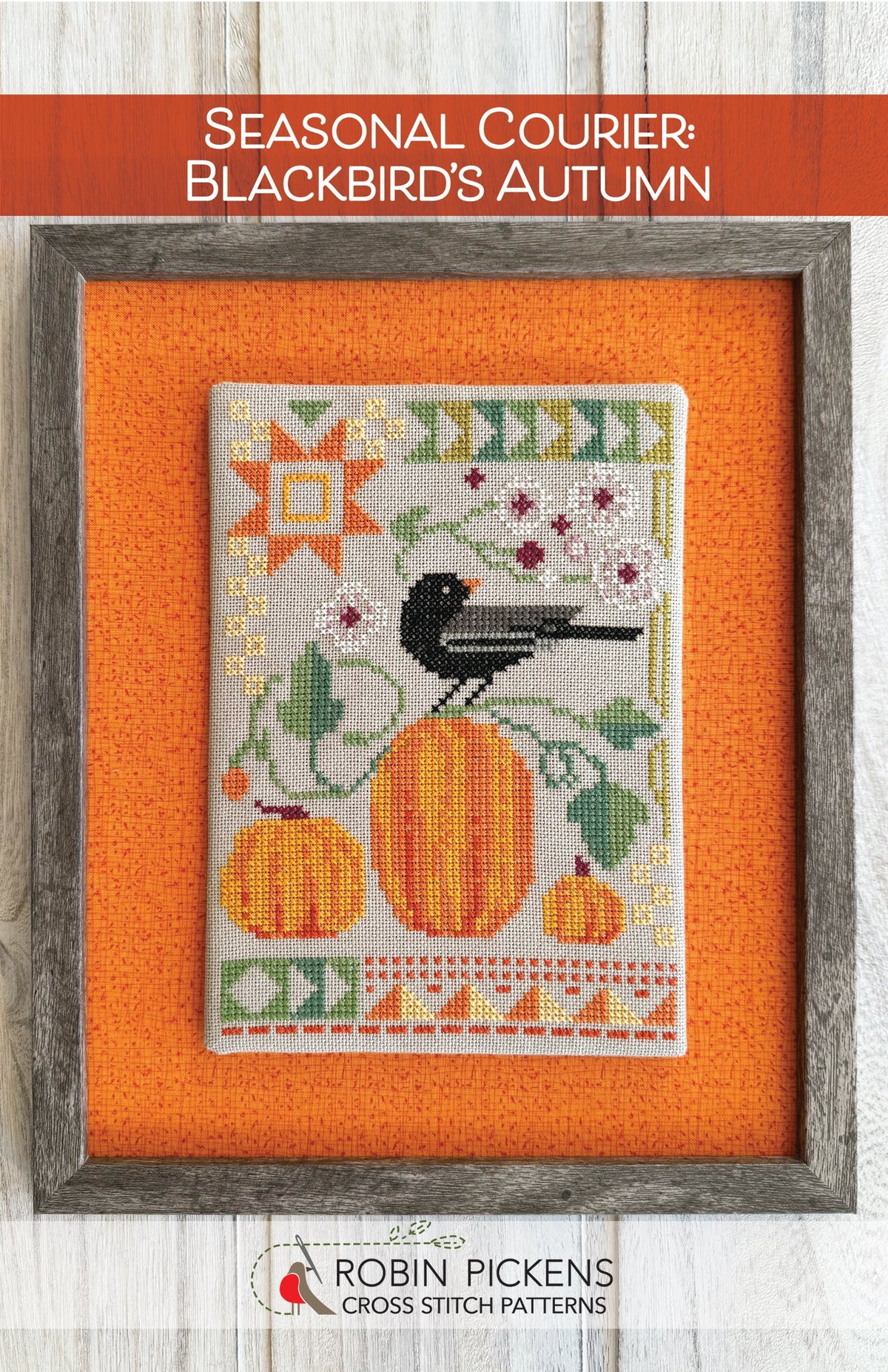 Seasonal Courier Cross Stitch Pattern - Blackbird&#39;s Autumn