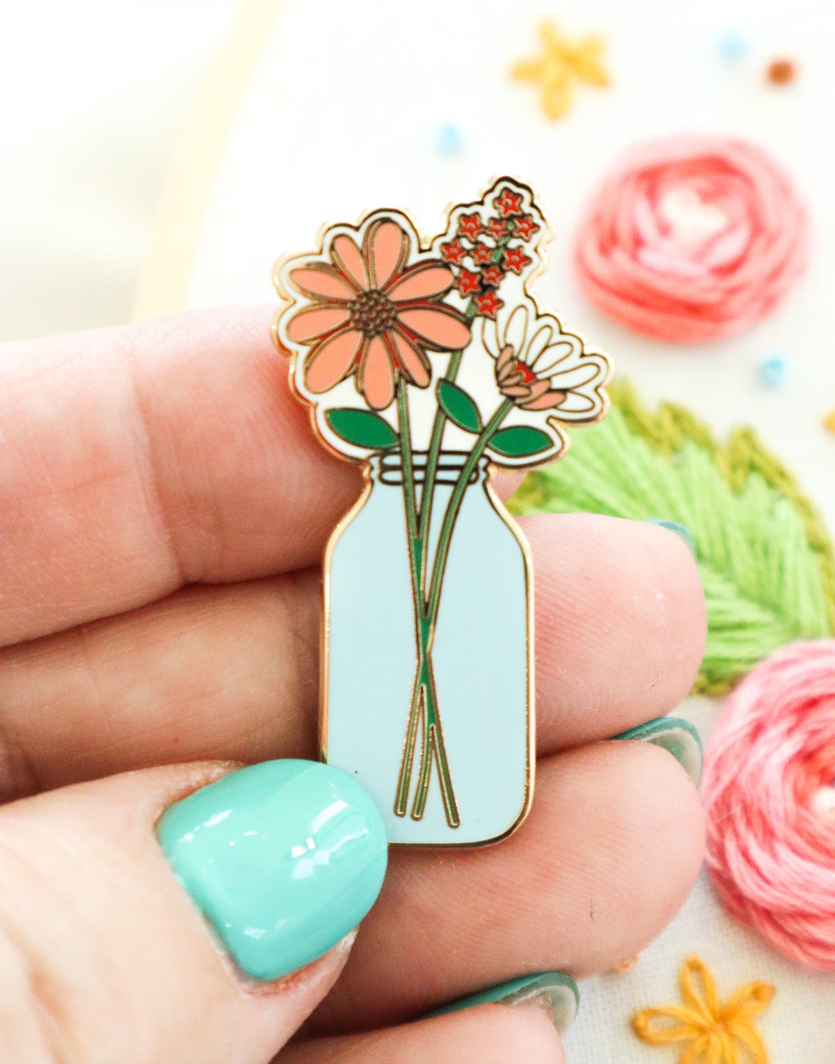 Mason Jar Vase Needle Minder