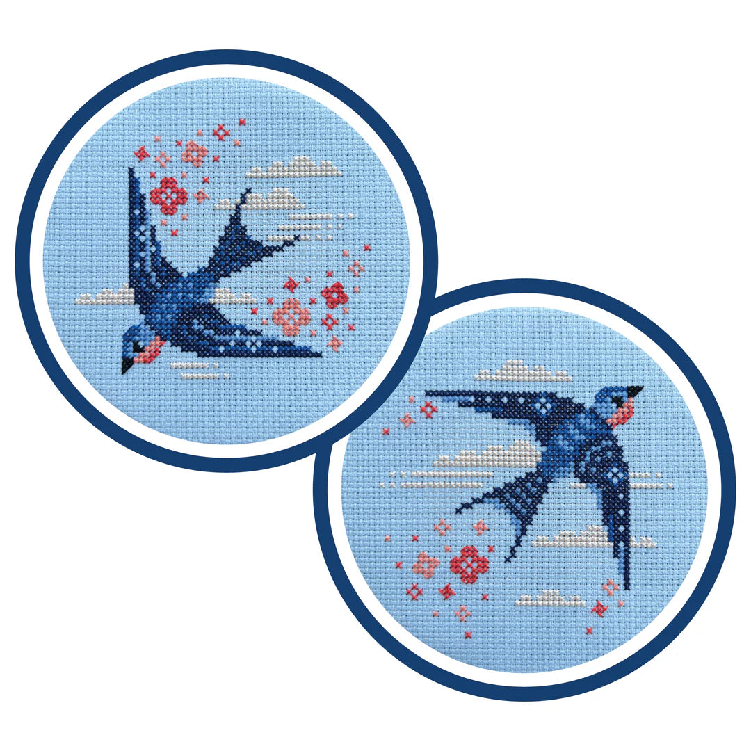 Swooping Swallows Cross Stitch Pattern
