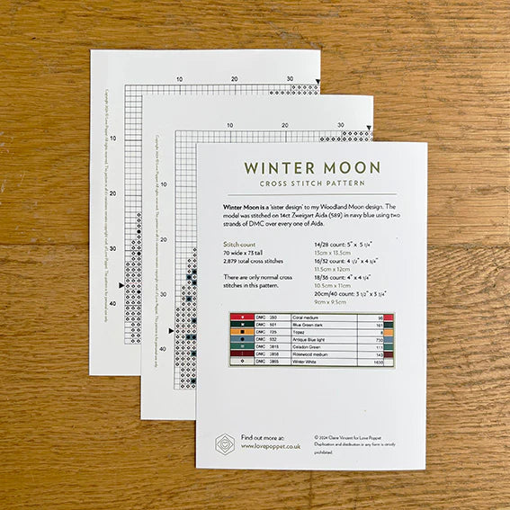 Winter Moon Cross Stitch Pattern