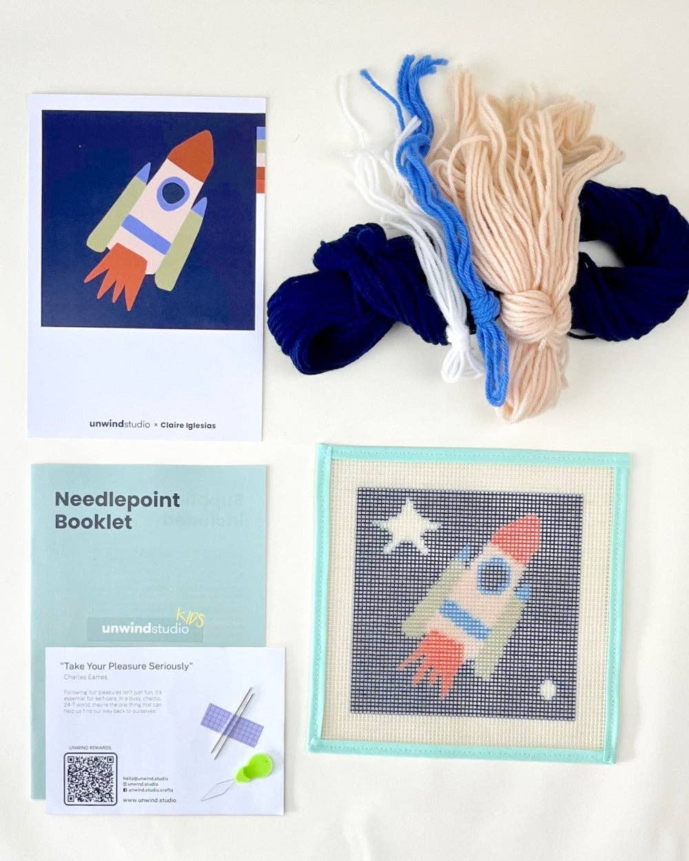 Needlepoint Kit for Kids - Rocket to the Stars-Stitched Modern