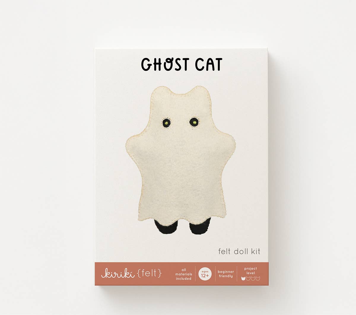 Hand Embroidered Felt Doll Kit - Ghost Cat
