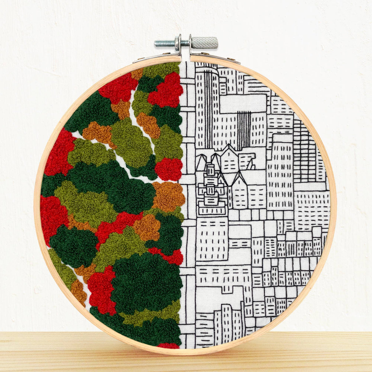 Autumn in New York Hand Embroidery Kit-Stitched Modern