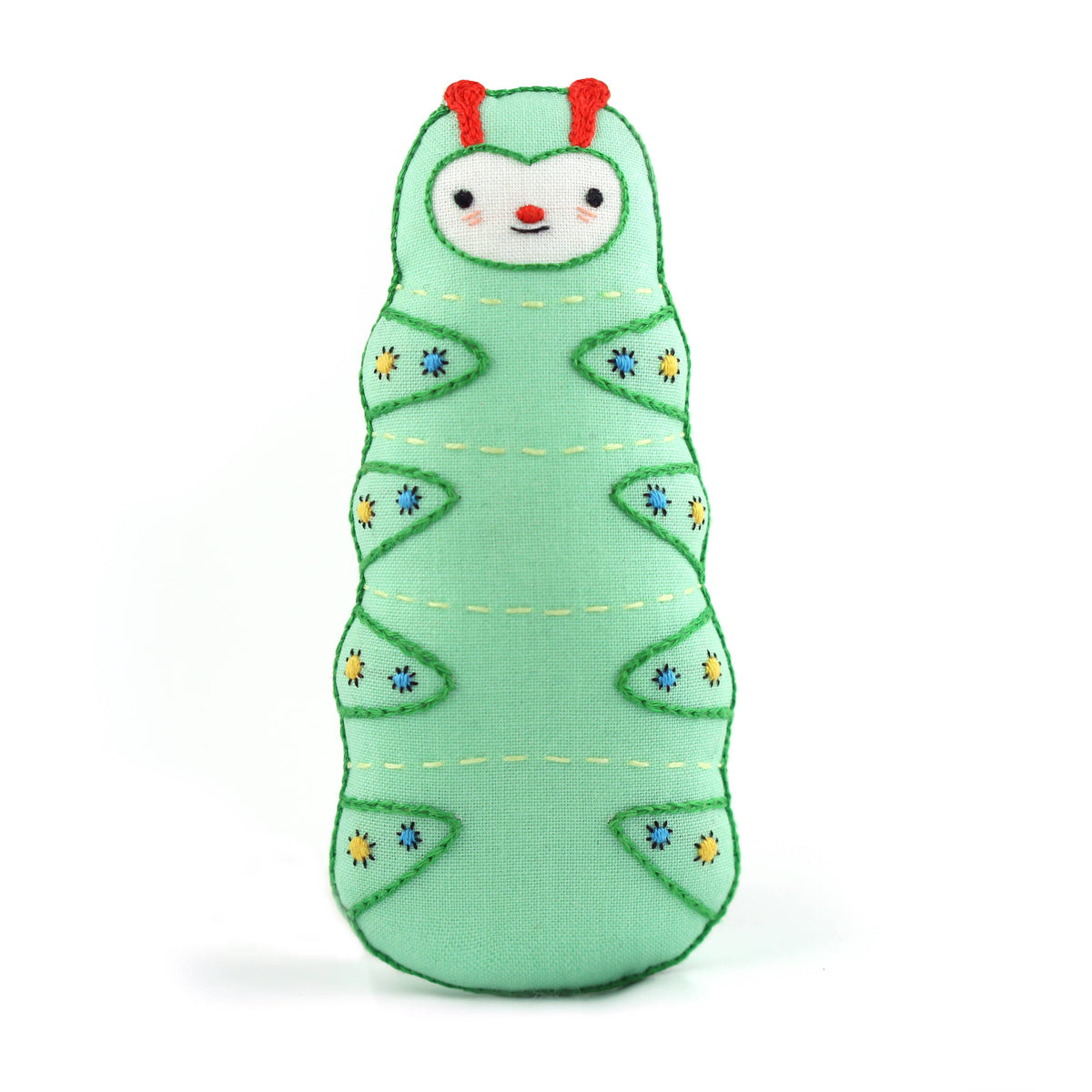 Hand Embroidered Plushie Doll Kit - Caterpillar-Stitched Modern