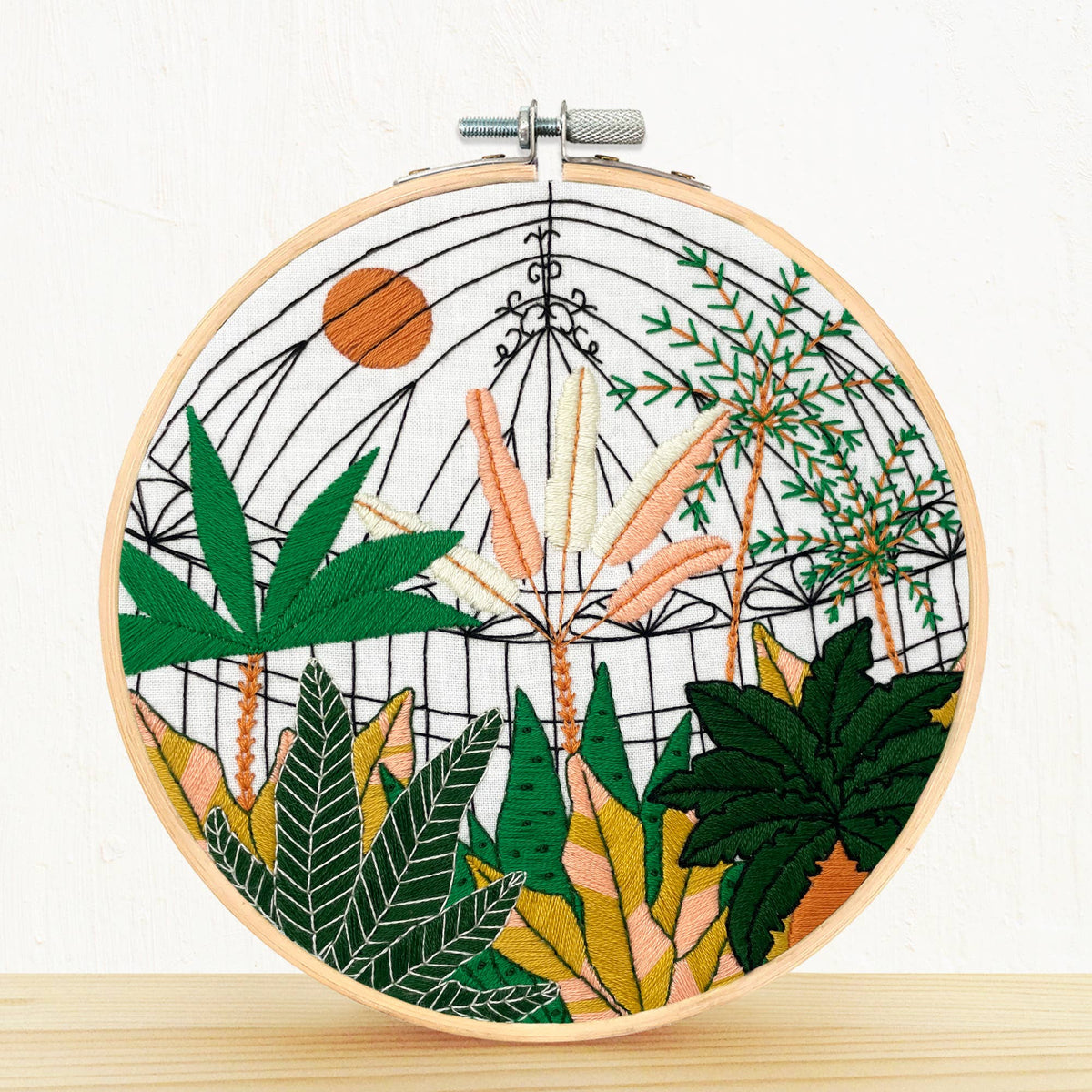 Botanical Greenhouse Garden Hand Embroidery Kit-Stitched Modern