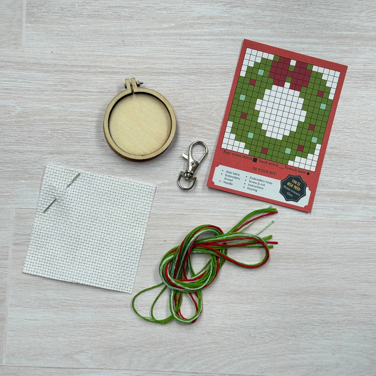 Mini Matchbox Cross Stitch Kit - Christmas Wreath