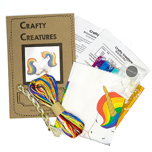 Unicorn Stuffie Hand Embroidery Kit-Stitched Modern