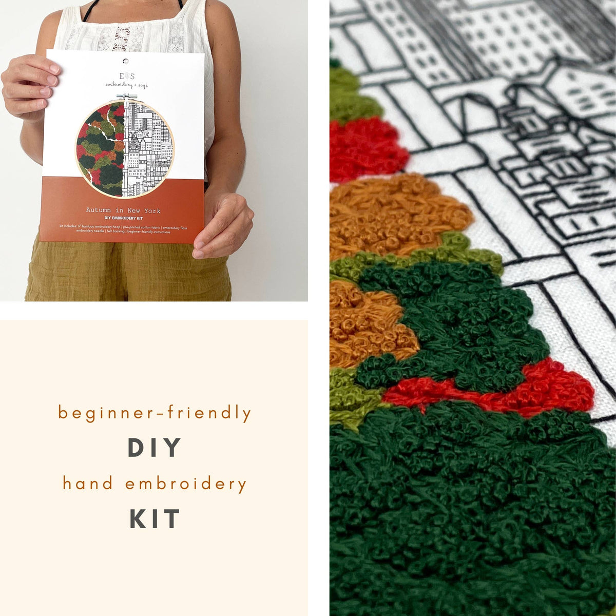 Autumn in New York Hand Embroidery Kit-Stitched Modern