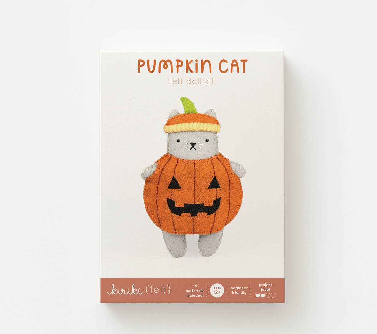Hand Embroidered Felt Doll Kit - Pumpkin Cat