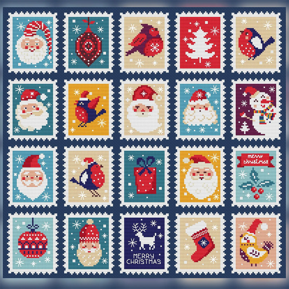 Christmas Stamps Cross Stitch Pattern