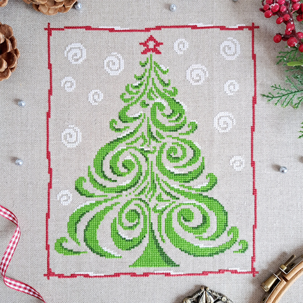 Let It Snow Christmas Tree Cross Stitch Pattern
