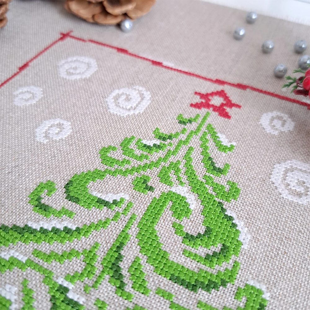 Let It Snow Christmas Tree Cross Stitch Pattern