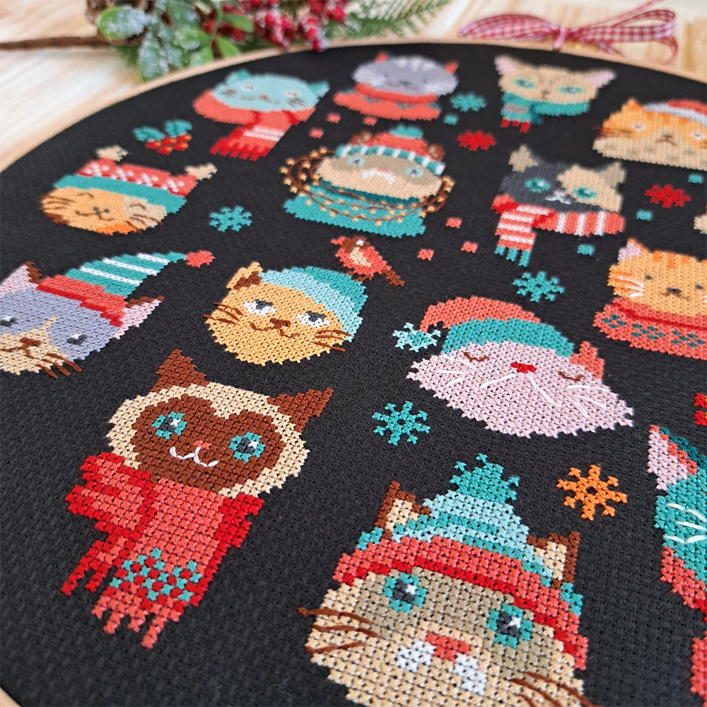 Meow-ry Christmas Cross Stitch Pattern