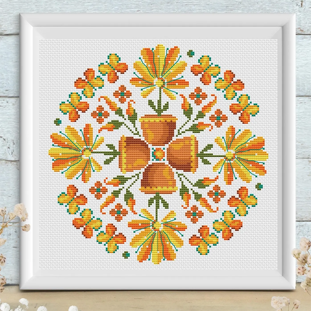 Sun in a Pot Mandala Cross Stitch Pattern