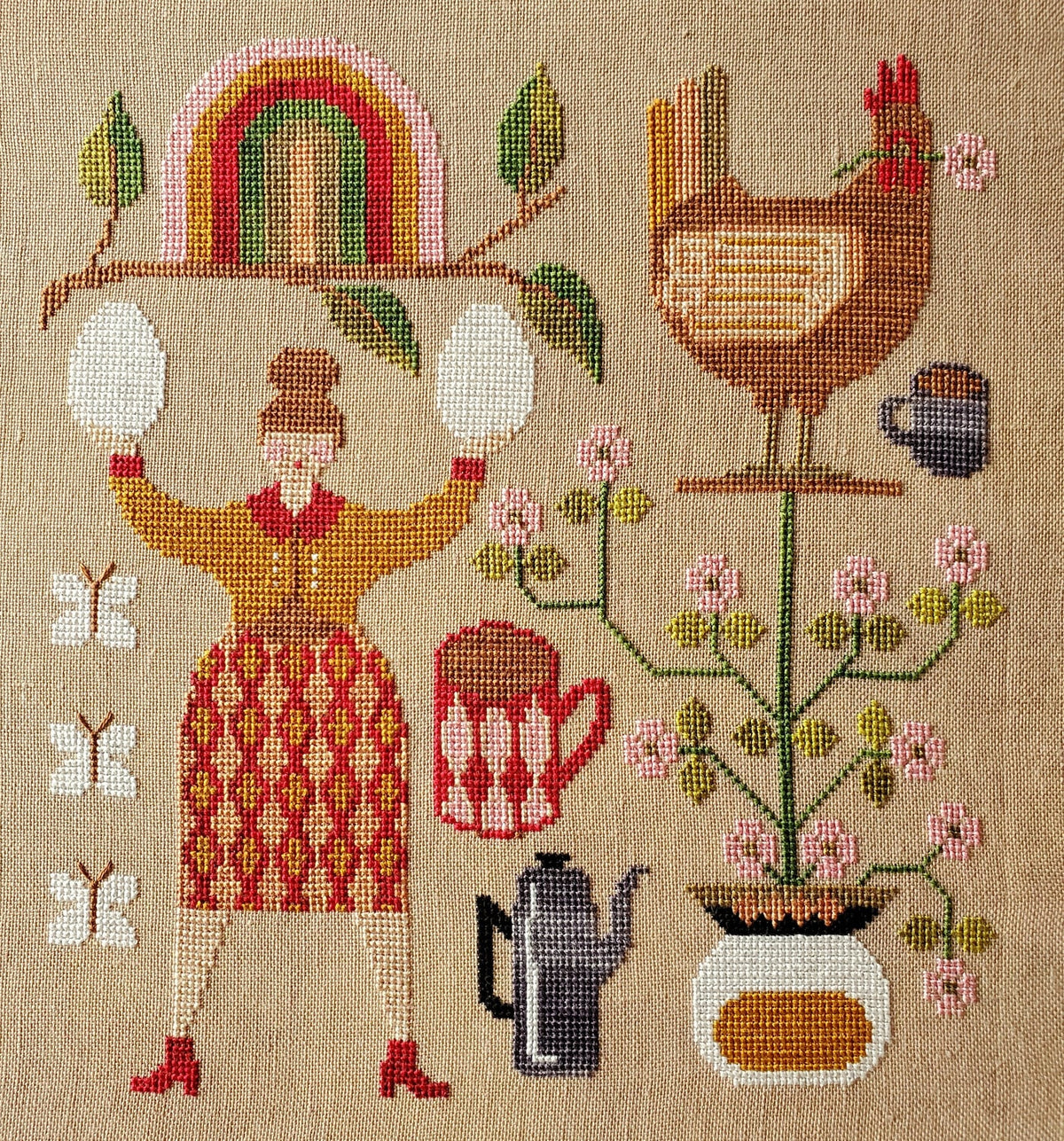 Coffee and Eggs Cross Stitch Pattern