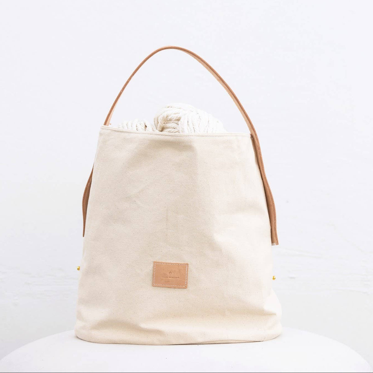Handcrafted Canvas & Leather Storage Basket