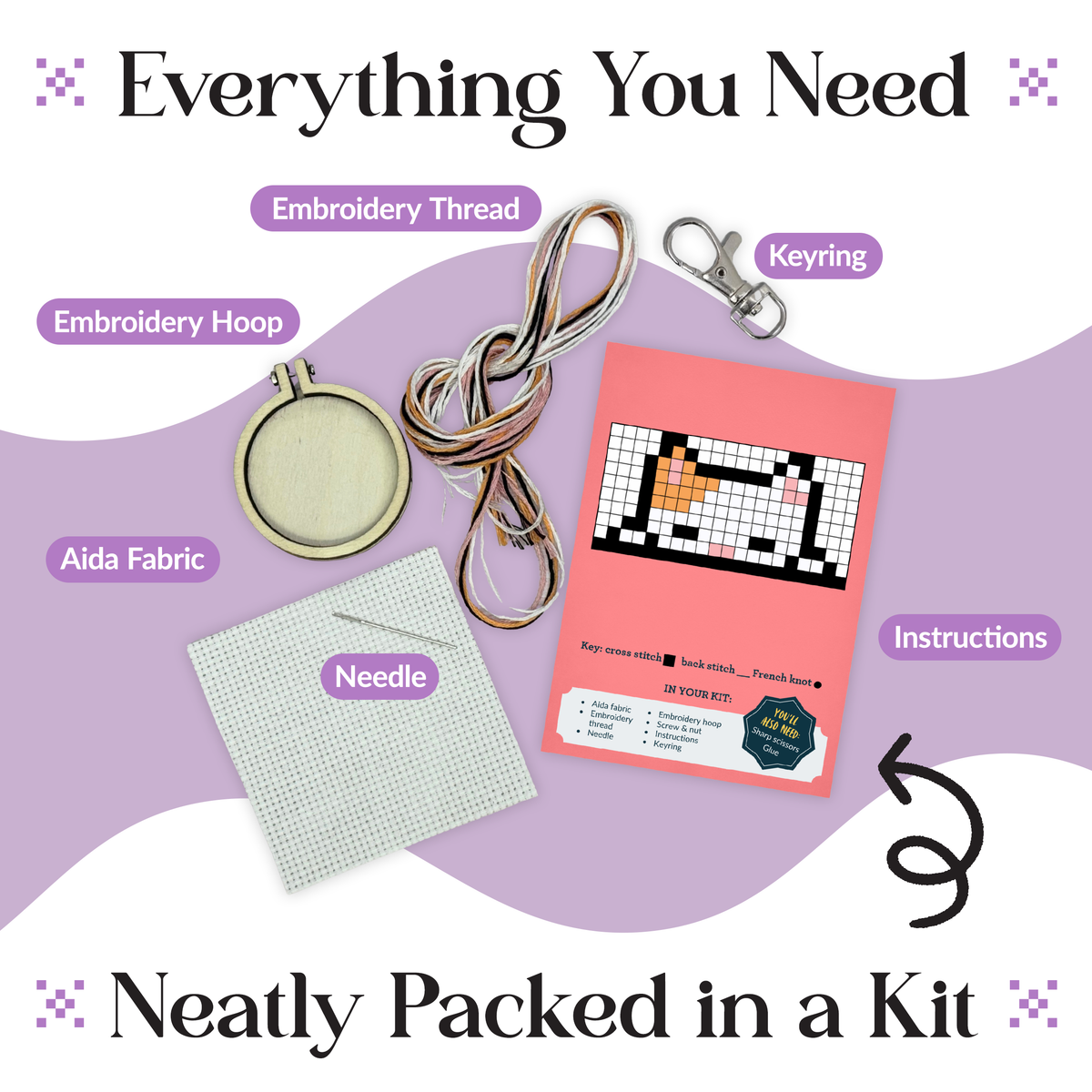 Mini Matchbox Cross Stitch Kit - How Are You Feline-Stitched Modern