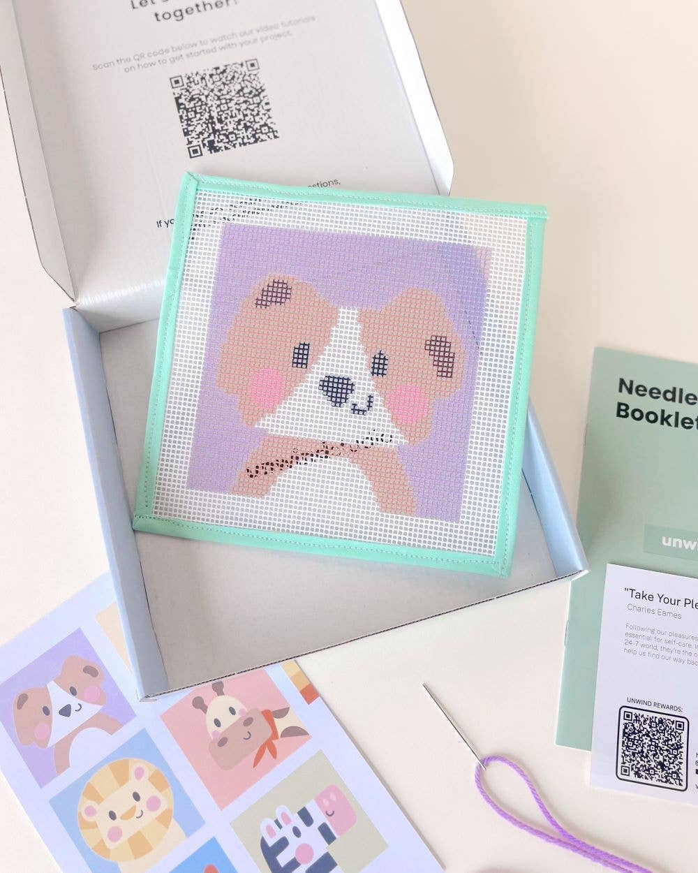 Needlepoint Kit for Kids - David, the Dog-Stitched Modern
