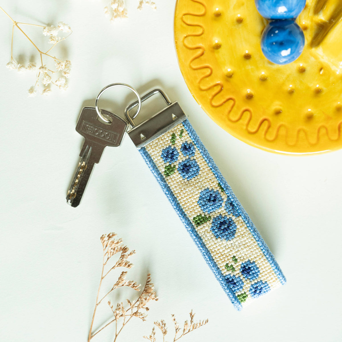 Blueberries Needlepoint Key Fob Kit