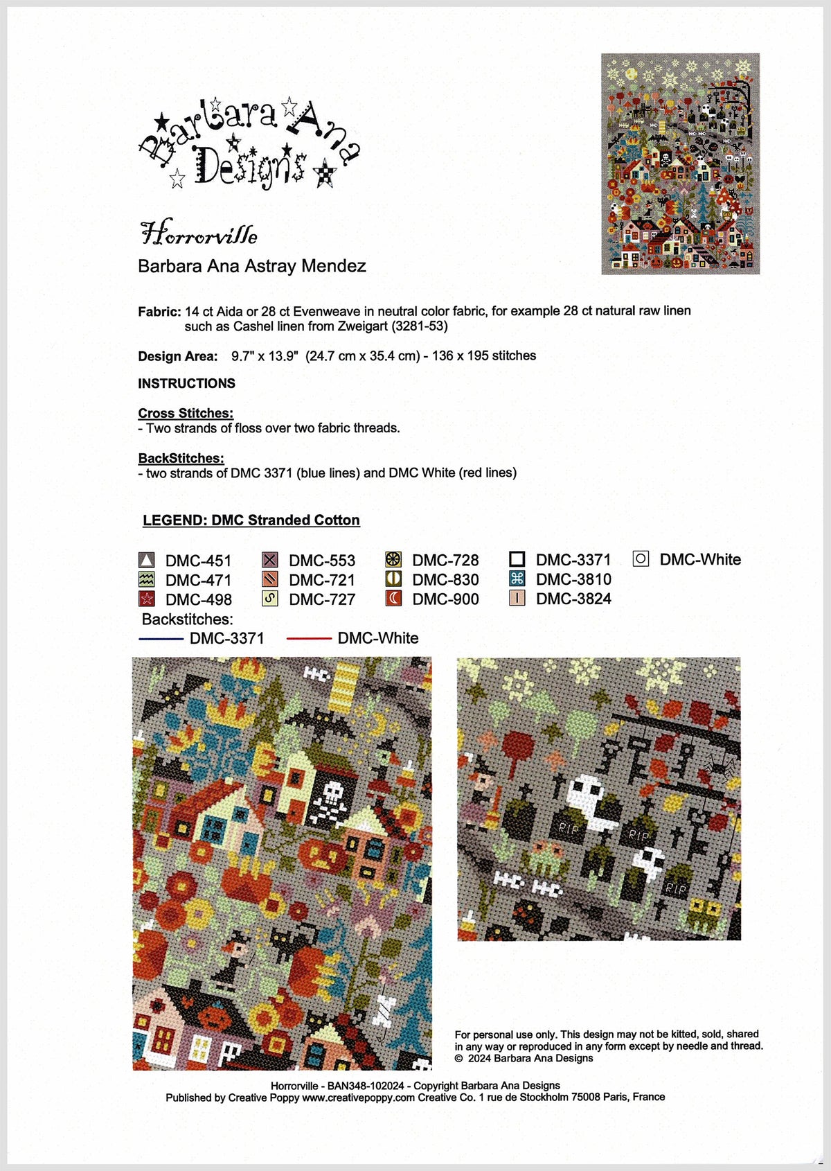 Horrorville Cross Stitch Pattern