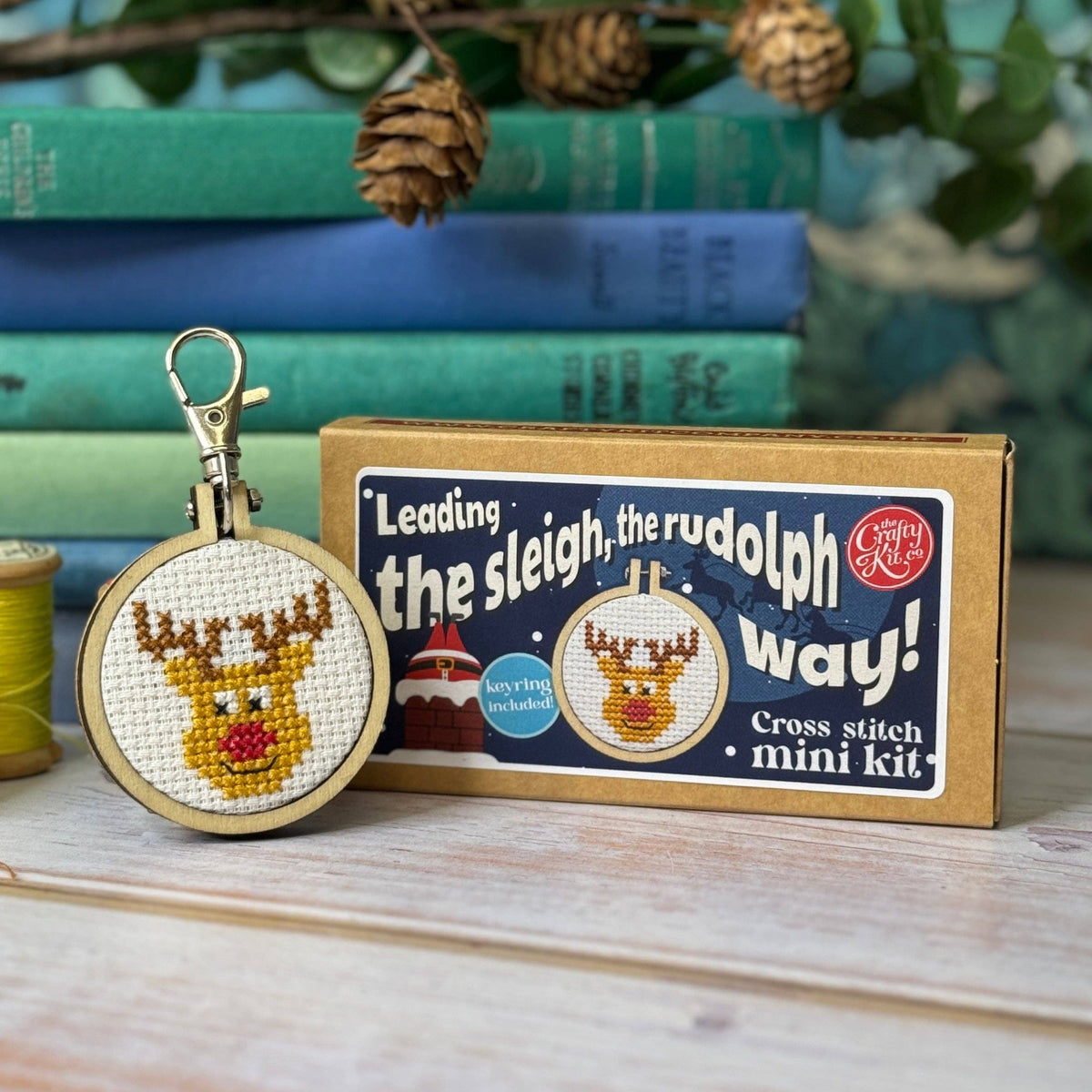 Mini Matchbox Cross Stitch Kit - Rudolph