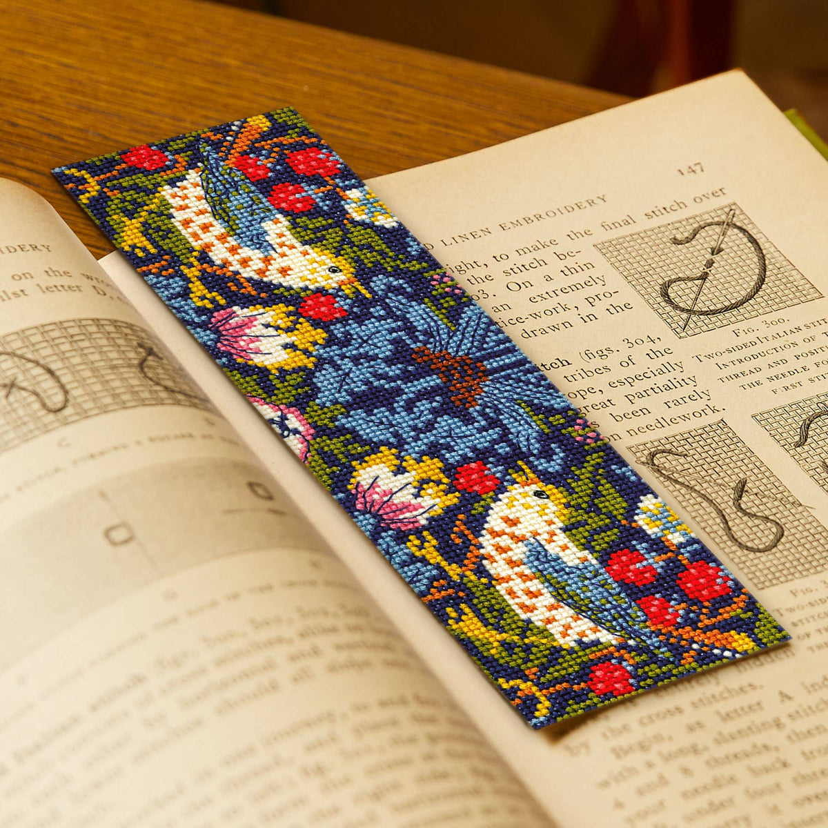 William Morris Strawberry Thief Cross Stitch Bookmark Kit