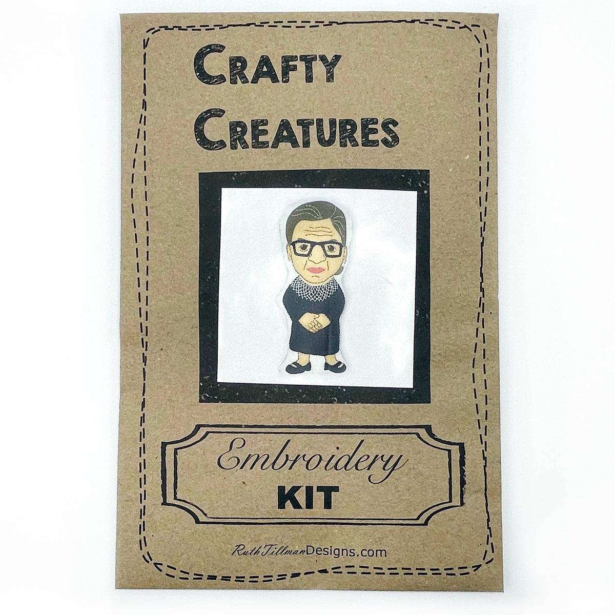 Ruth Bader Ginsberg Stuffie Hand Embroidery Kit-Stitched Modern