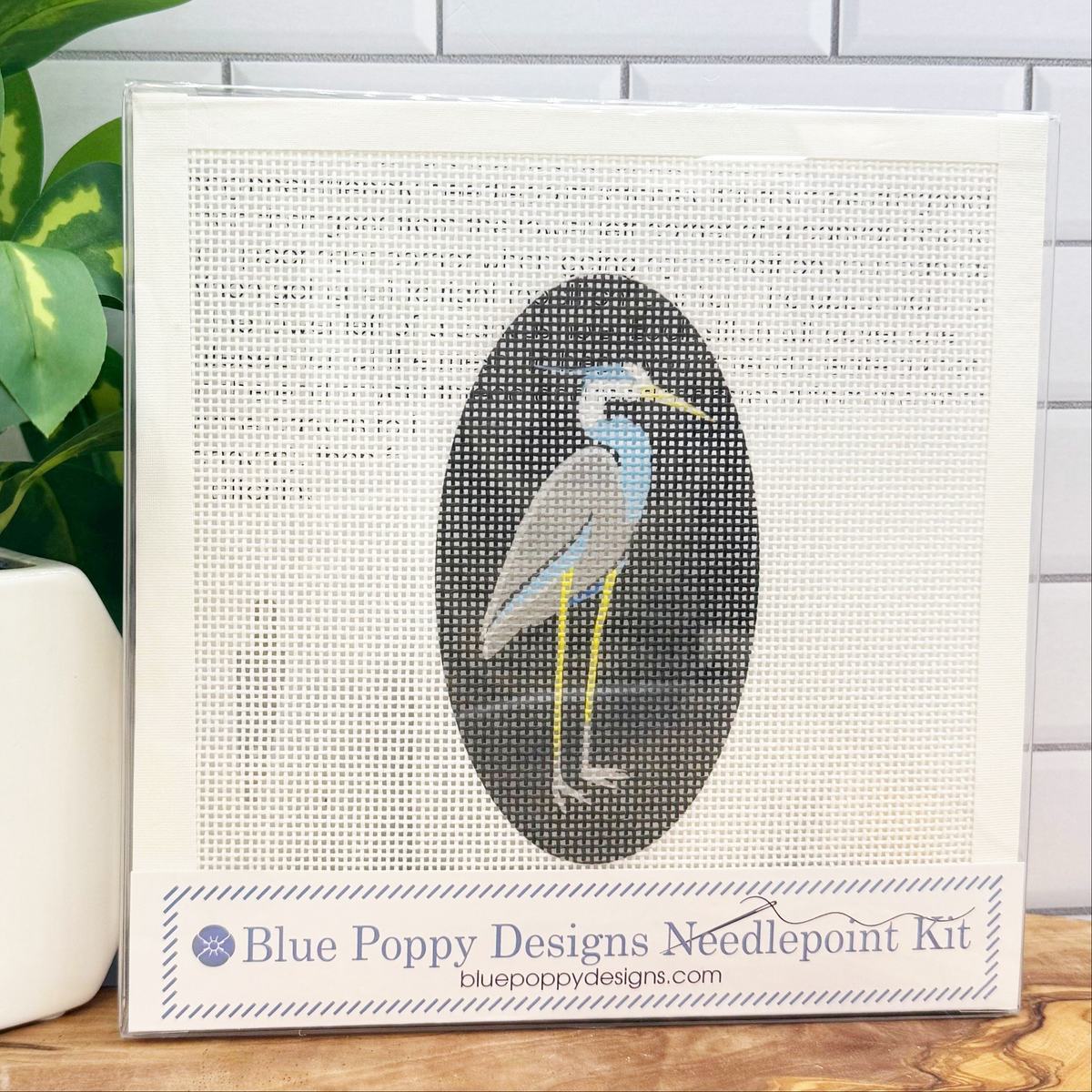 Great Blue Heron Needlepoint Kit-Stitched Modern