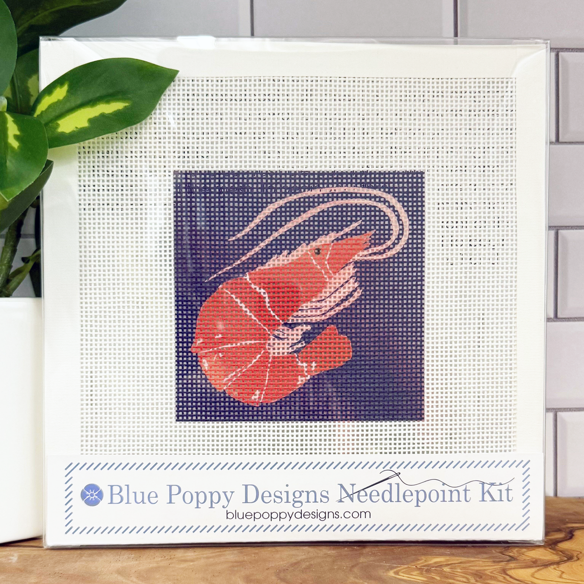 Shrimp Needlepoint Kit-Stitched Modern