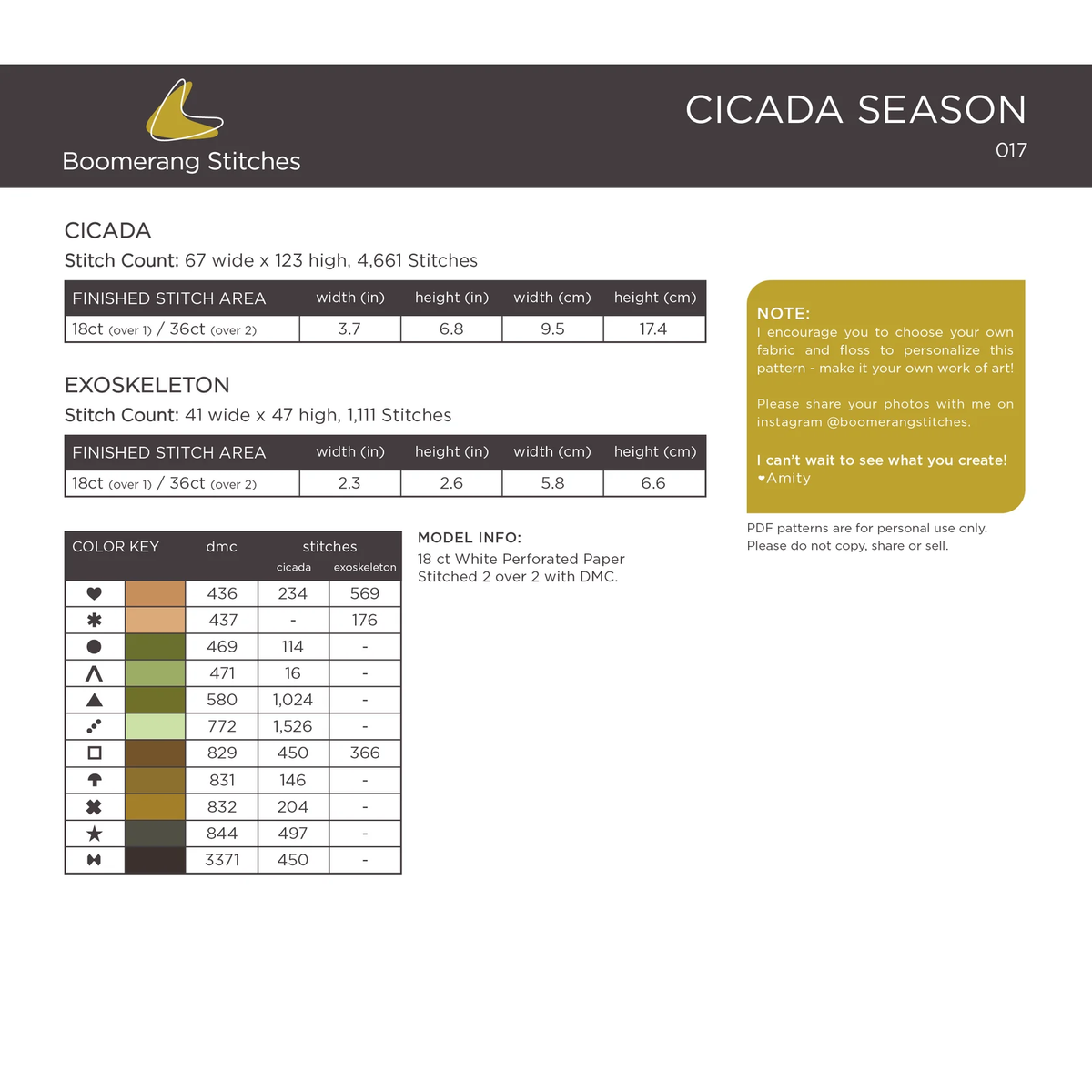 Cicada Season Cross Stitch Pattern-Stitched Modern