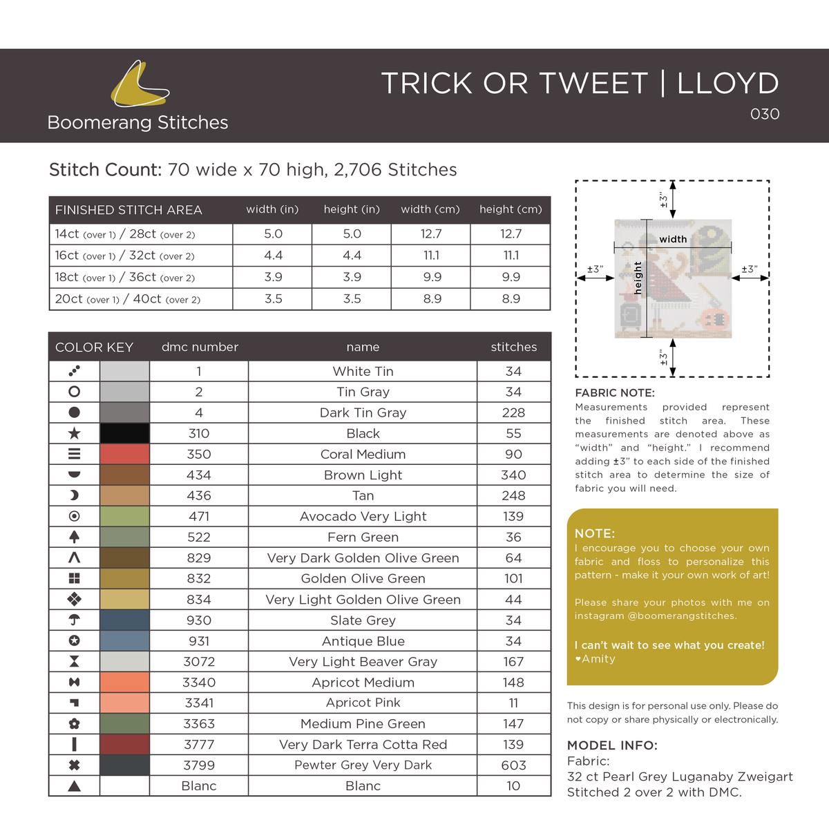 Trick or Tweet Lloyd Cross Stitch Pattern