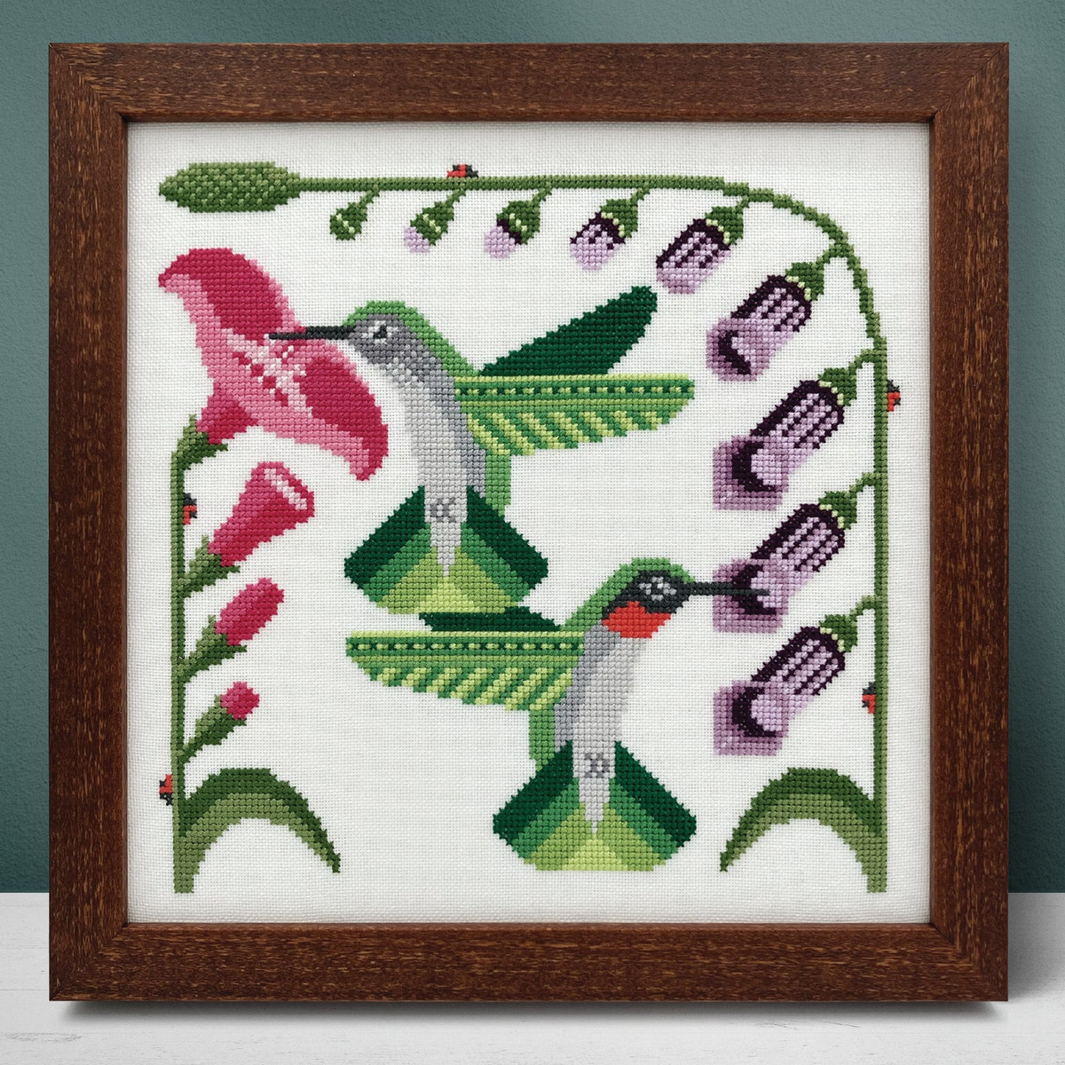 Ruby-Throated Hummingbirds Cross Stitch Pattern