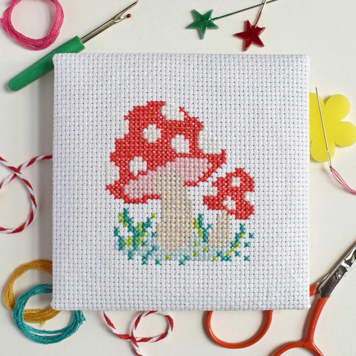 Toadstool Mini Cross Stitch Kit-Stitched Modern