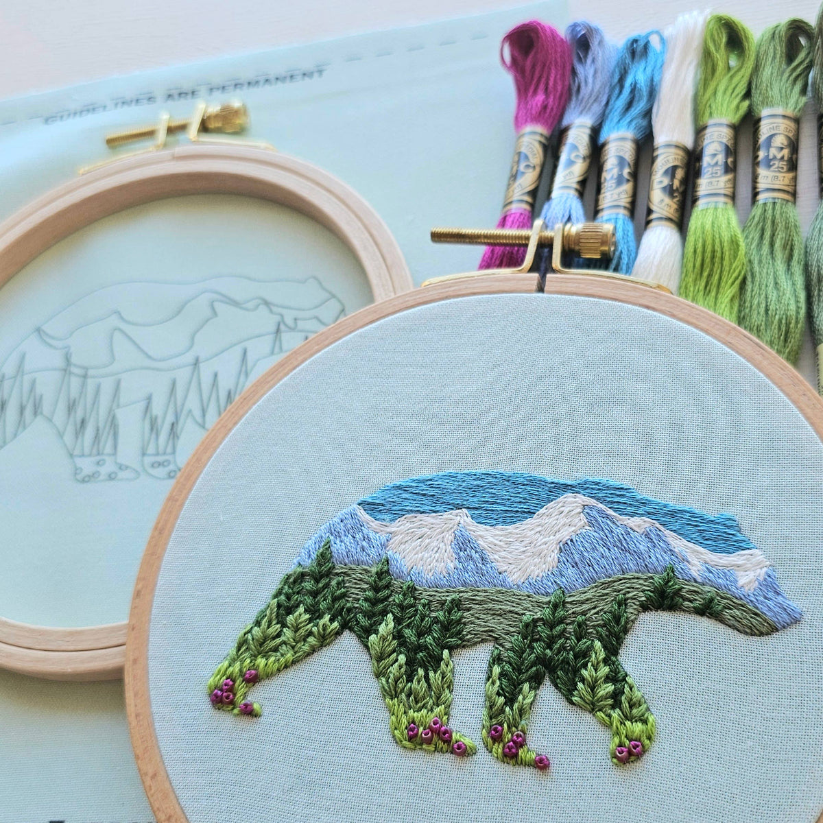 Mountain Bear Hand Embroidery Kit-Stitched Modern