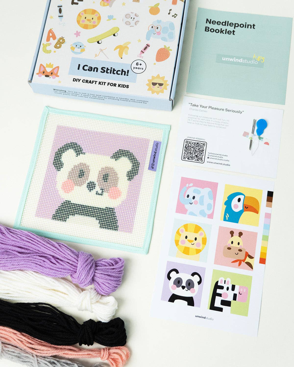 Needlepoint Kit for Kids - Pepper, the Panda-Stitched Modern