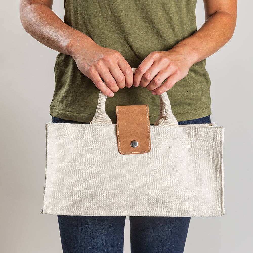 Canvas Craft Tote with Leather Snap Closure