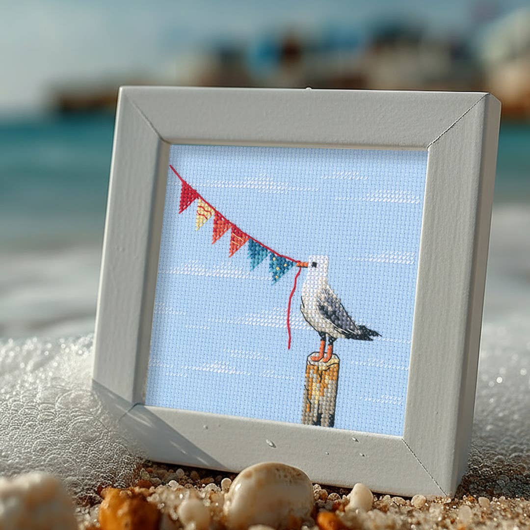 Seagull with Flags Cross Stitch Kit