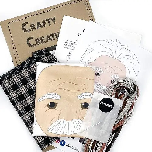 Albert Einstein Stuffie Hand Embroidery Kit