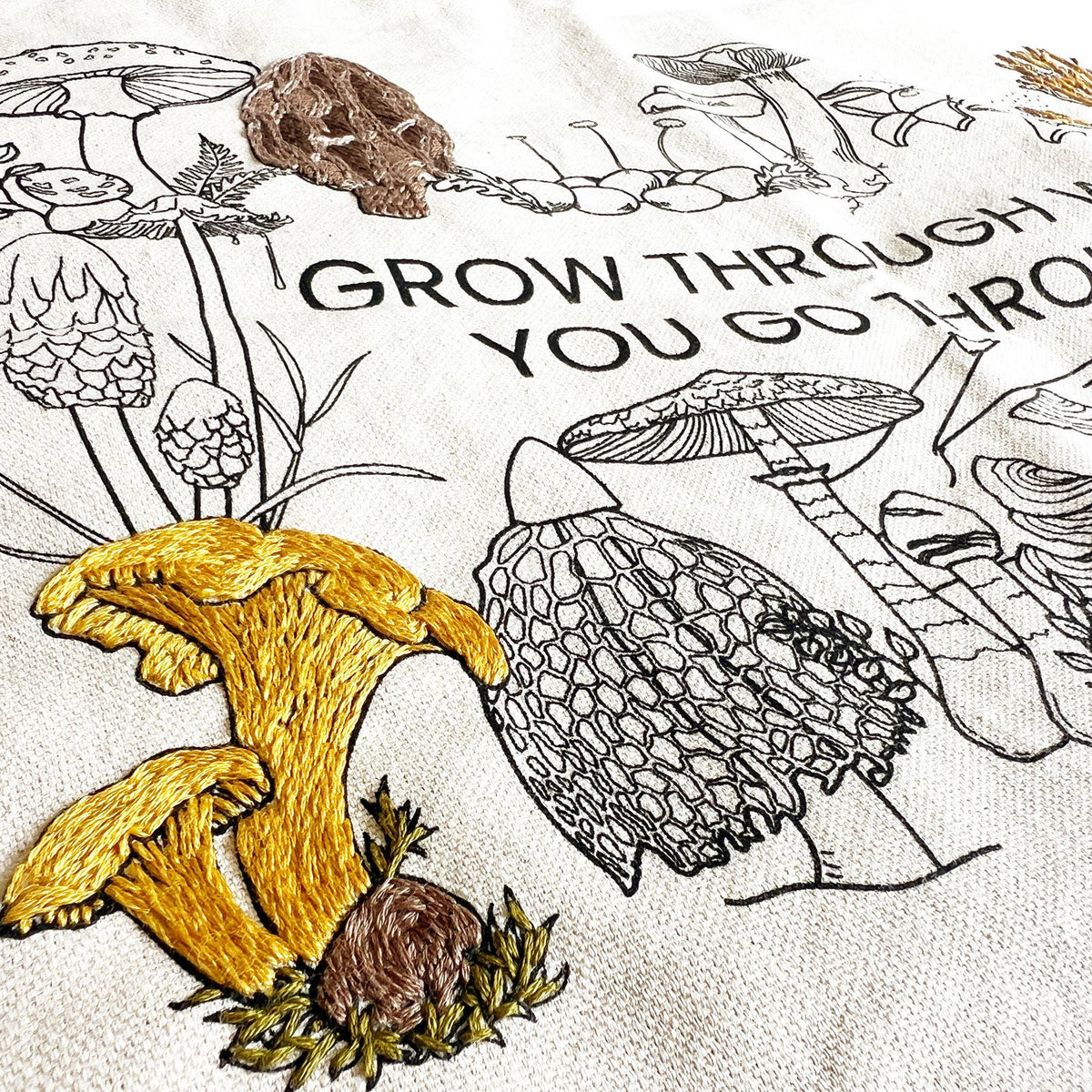 Tote Bag Hand Embroidery Kit - Grow Through What You Go Through