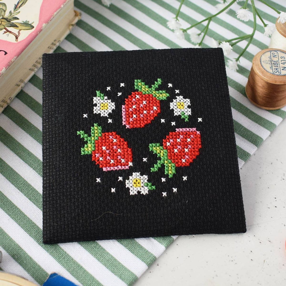 Strawberry Patch Mini Cross Stitch Kit-Stitched Modern